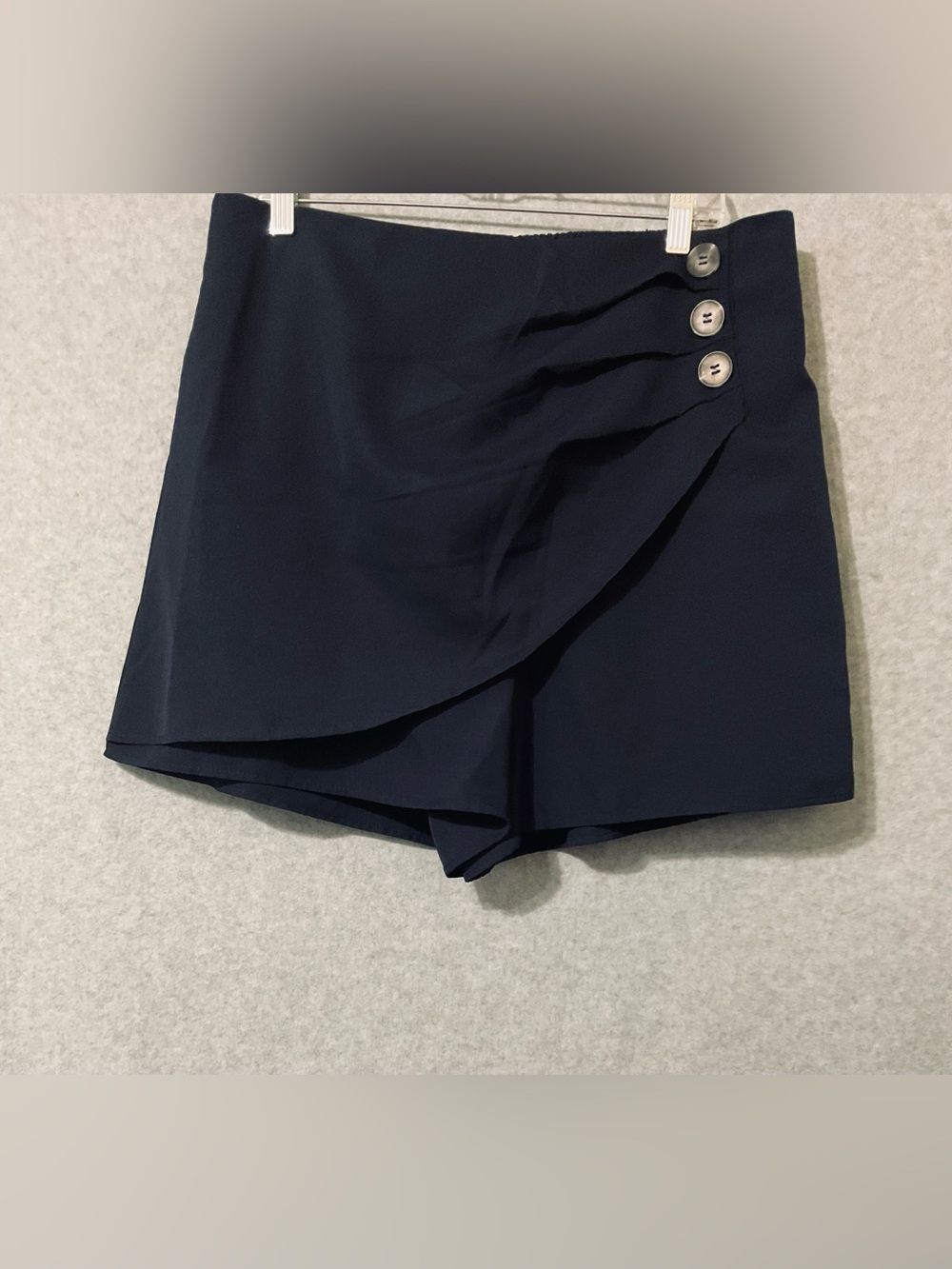 Shein Navy Asymmetrical Button Skort Shorts SZ 1XL